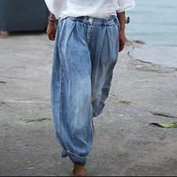 women jeans solid color wide leg trousers spring summer high waist pockets pants for vacation