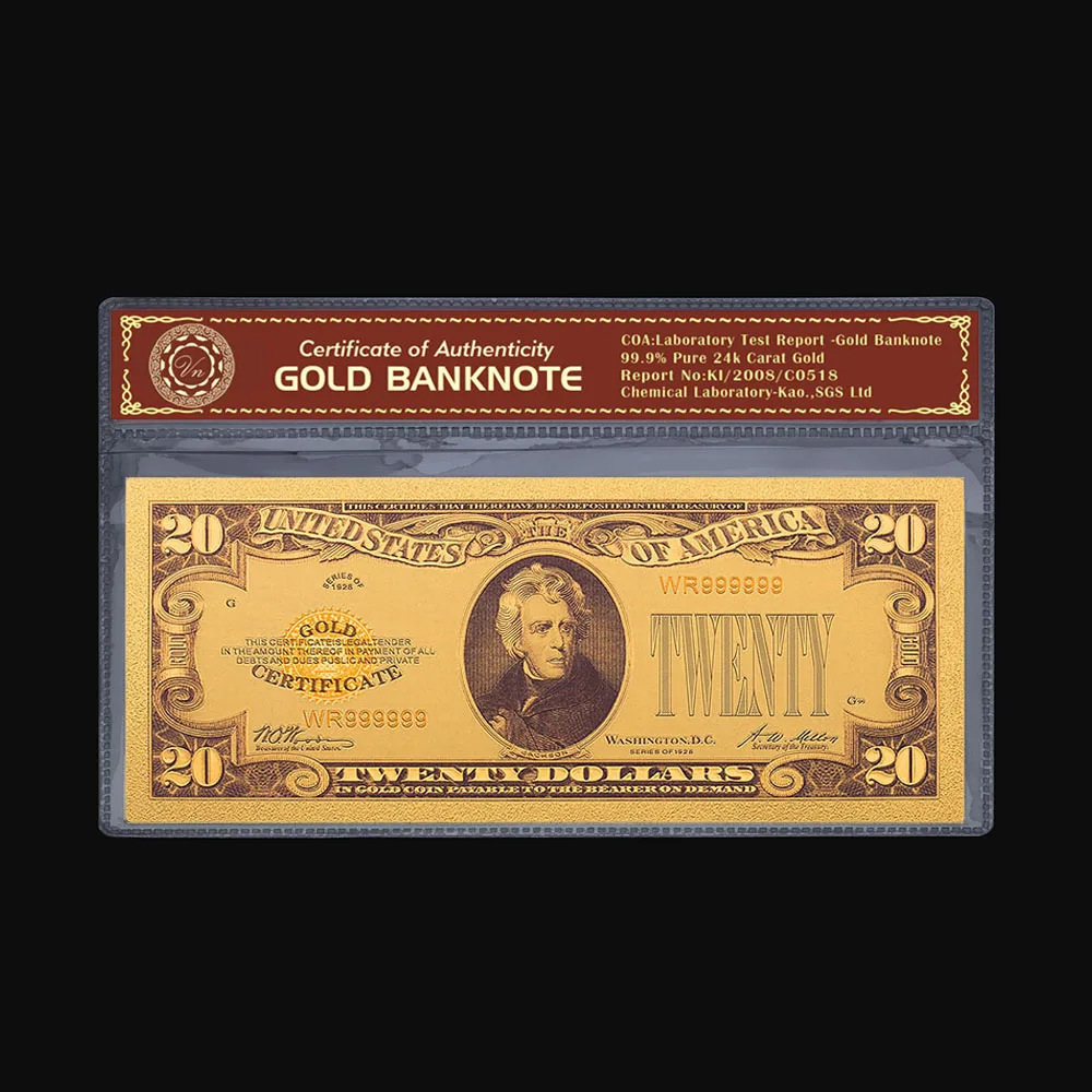 1928 год позолоченные США долларовая банкнота Копировальная бумага USD 100 50 20 10 5