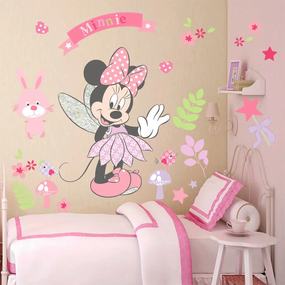 

Disney Minnie Mouse Wall Stickers For Kids Baby Girls Rooms Nursery Home Decor Cartoon Wall Decals Diy Mural Art Kids Gifts