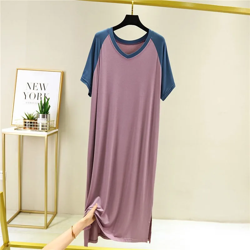 Женское Хлопковое платье для сна с v образным вырезом ночная рубашка свободного