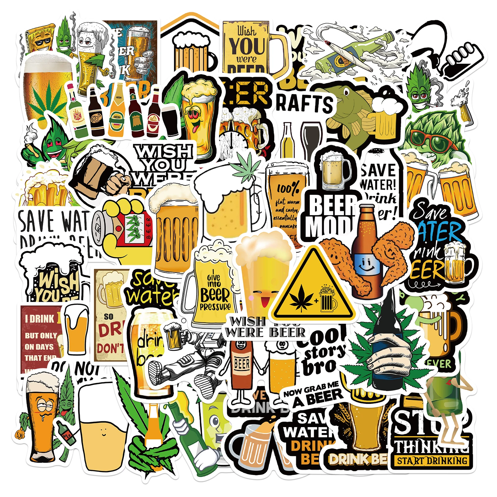 

25/50Pcs Funny Characters Beer Leaves Graffiti Stickers For Luggage Laptop Waterproof Stickers Skateboard Guitar Stickers