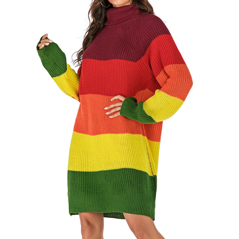 

Женский свитер в полоску JHBeute, Свободный пуловер большого размера, джемпер для осени и зимы