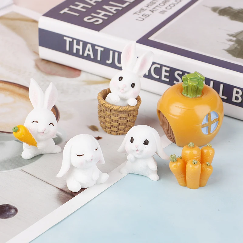 Мини украшения кролик морковка ремесло скульптура орнамент украшение миниатюра