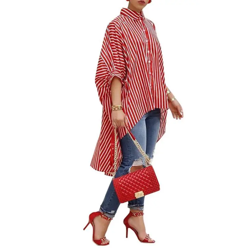 Женская свободная Асимметричная длинная рубашка элегантная офисная блузка в