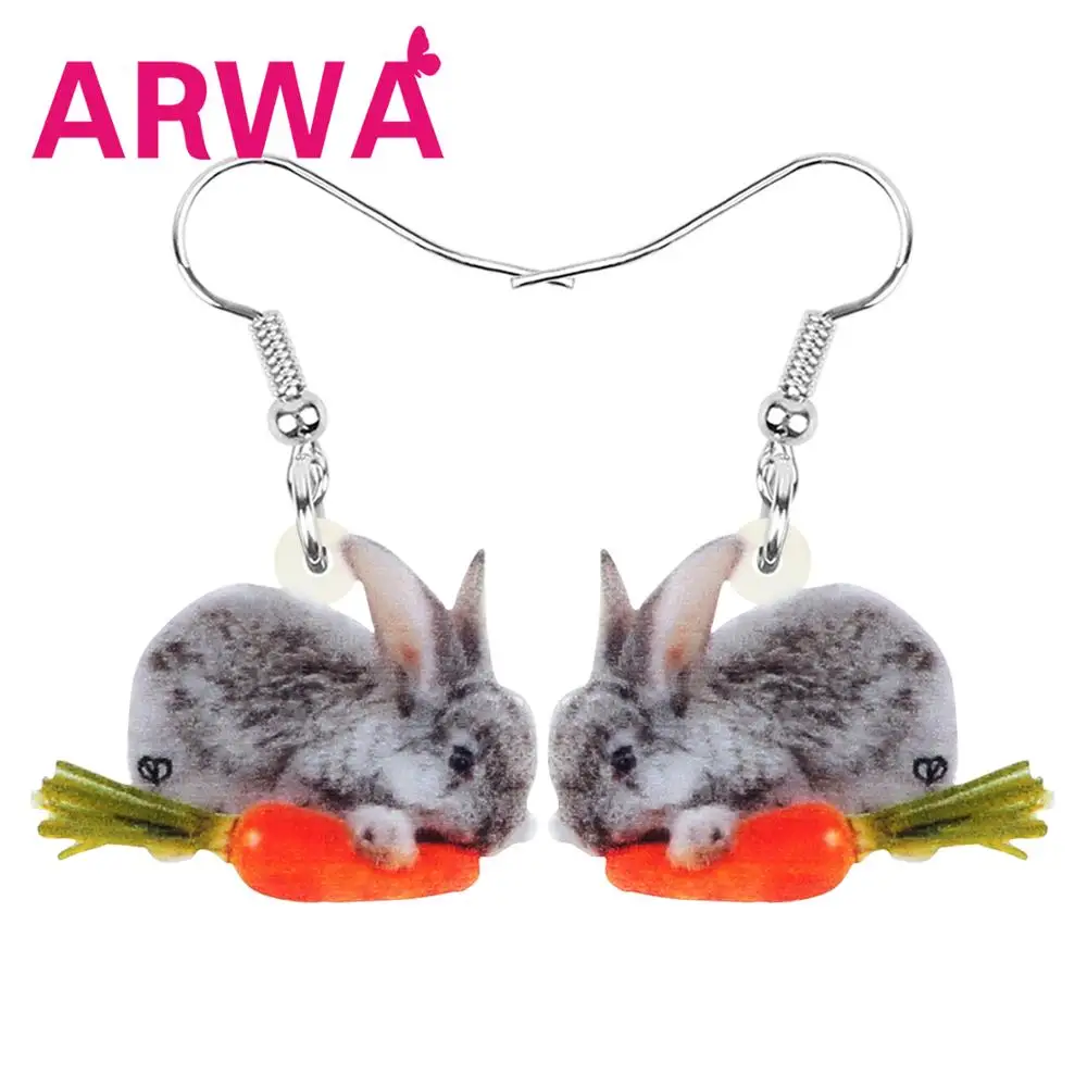 ARWA акриловые серые пасхальные заячьи кролики моркови серьги животные Висячие