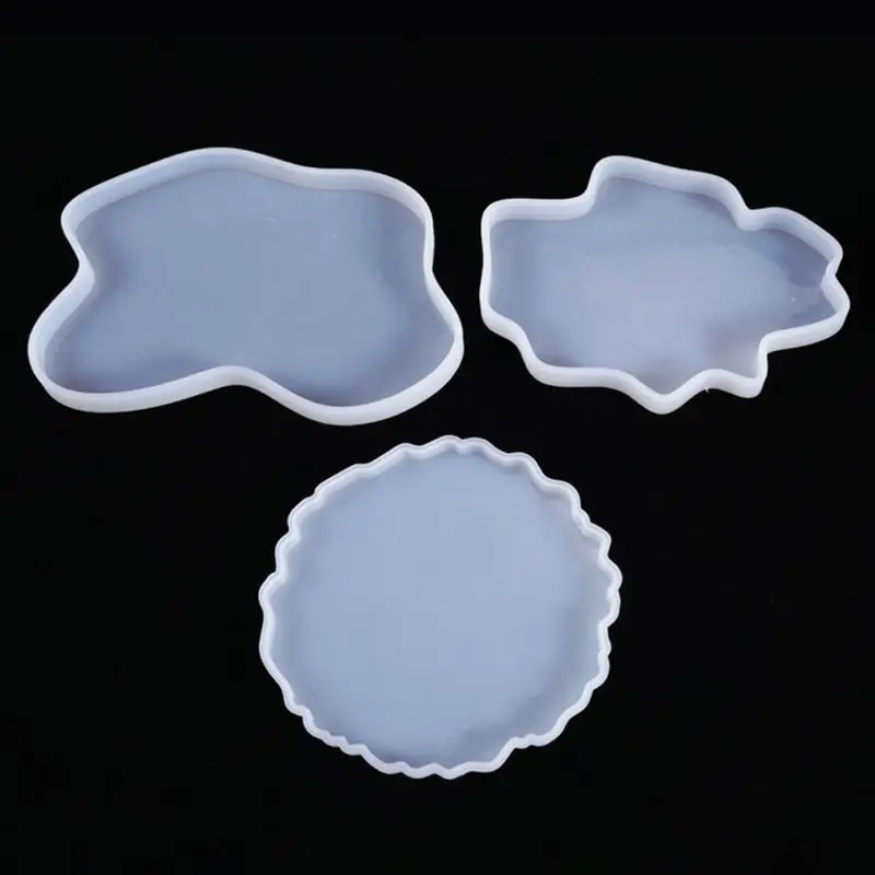 

3 Pcs/Set Crystal Epoxy Resin Mold Irregular Coaster Casting Silicone Mould DIY