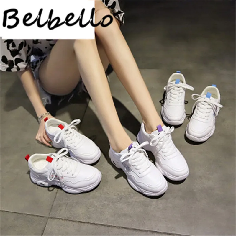 

Belbello New student leisure running shoes in autumn 2019 women version versatile small white shoes women's flat shoes KS-208