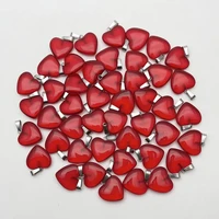 fashion 20mm red glass heart pendants necklace for jewelry making 50pcslot high quality charms trendy accessories wholesale