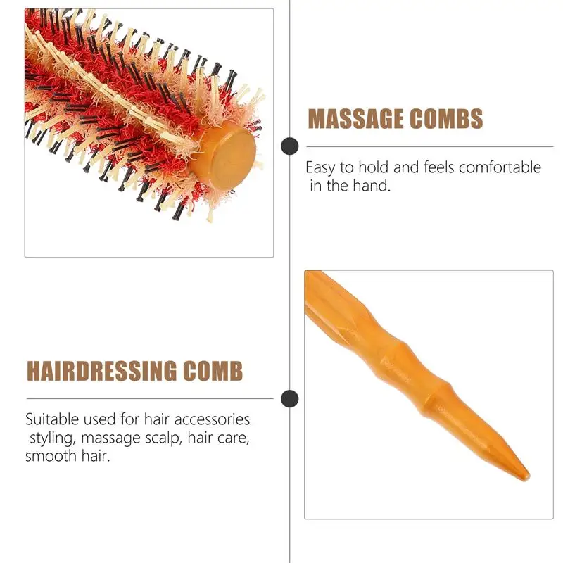 Круглая расческа для укладки волос с деревянной ручкой щетка завивки домашнего