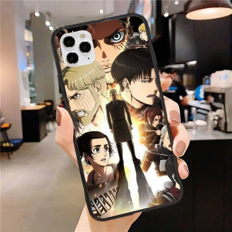 

Attack on Titan Anime Phone Case for iphone 11 12 Pro Max Black Cover Xs X XR 7 8 6 6S Plus 5 5S SE 2020 Fundas Coque Etui