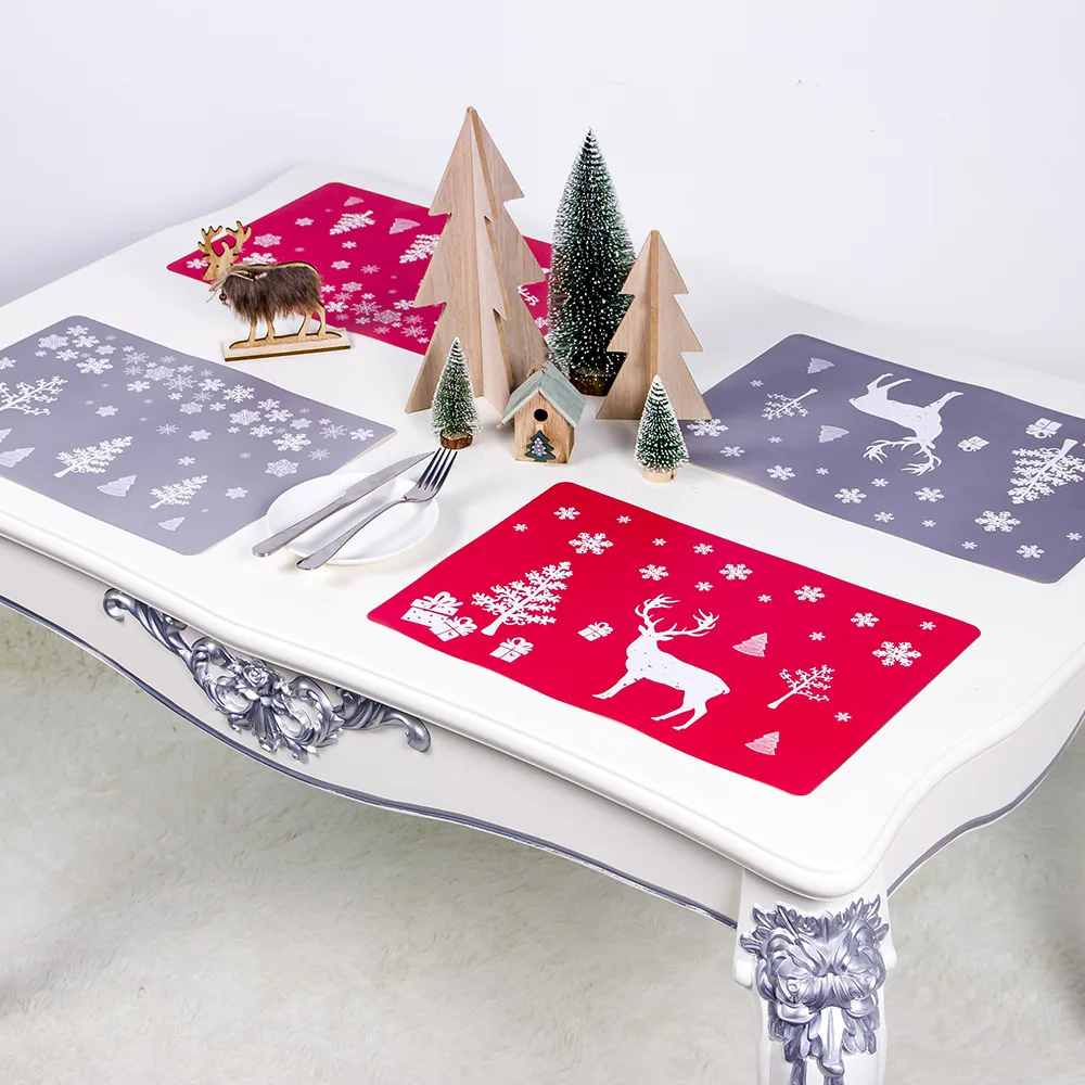 

12PCS Christmas Coasters Placemats Set Non Slip Heat-Resistant Table Mats + Cup Coasters for Holiday Decoration
