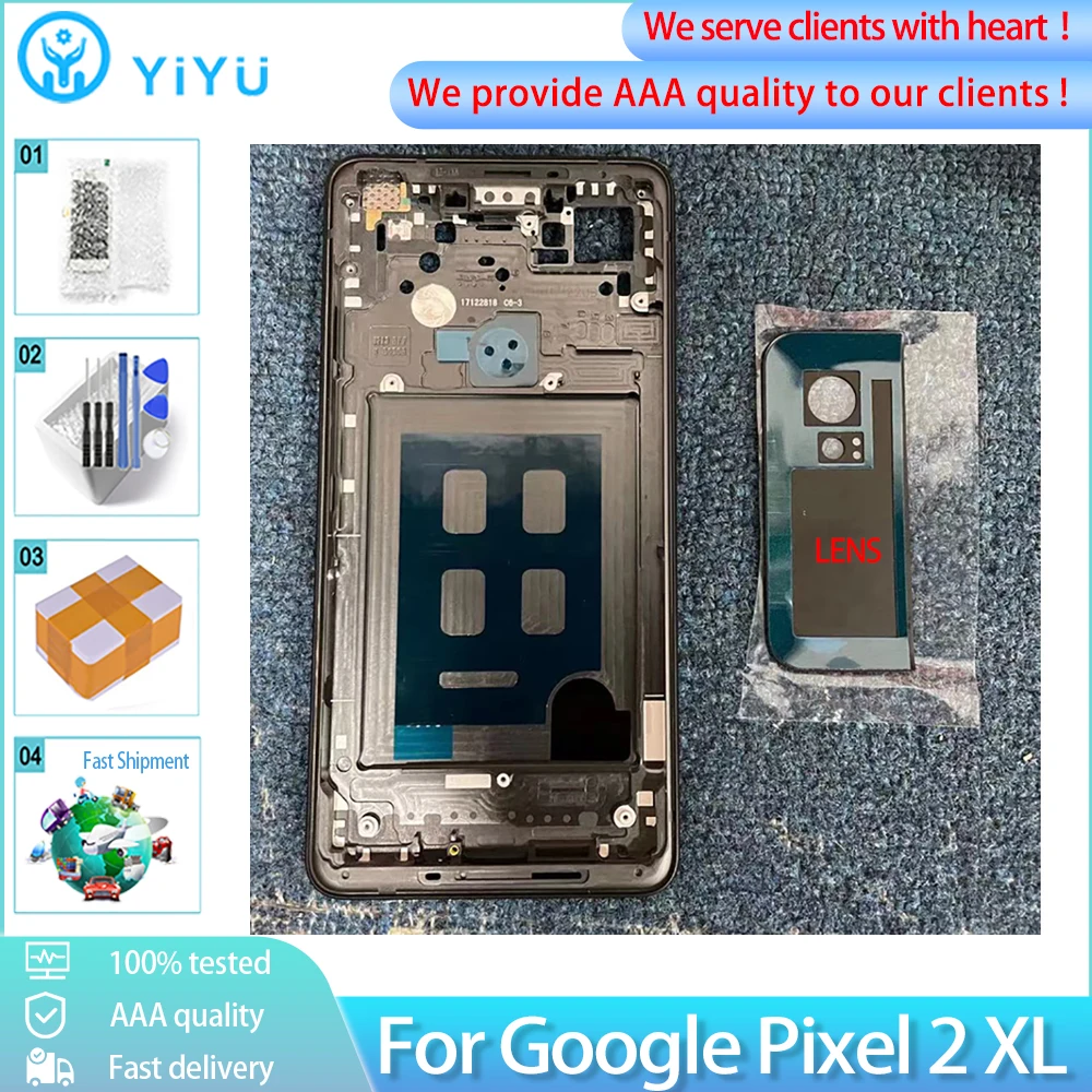 Оригинальный чехол для Google Pixel 2 XL задняя крышка батарейного отсека заднее стекло