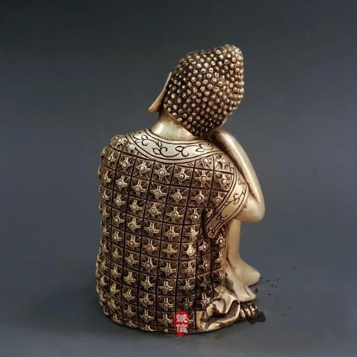 

LAOJUNLU White Copper Sleeping Buddha Bronze Statue Archaize Decoration