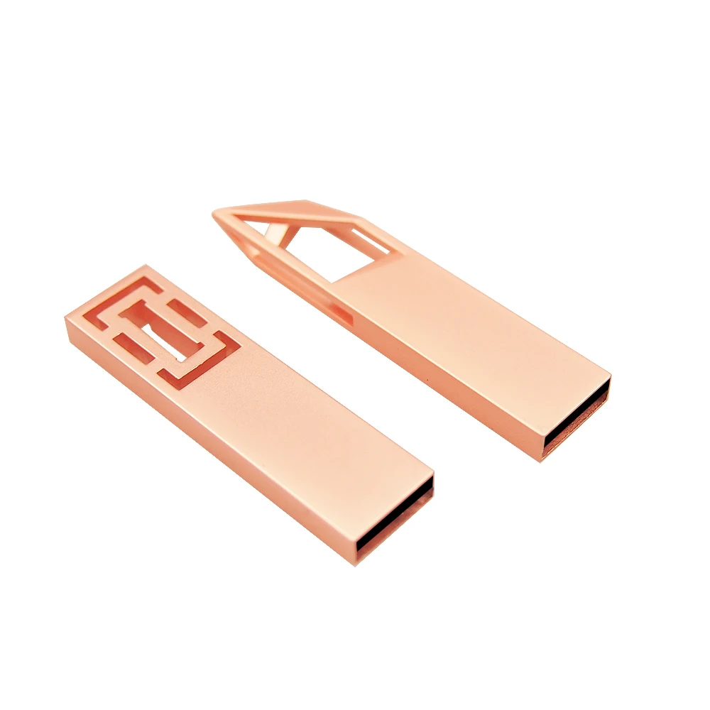 Розовое золото металлический Пользовательский логотип Cle USB флэш накопитель мини