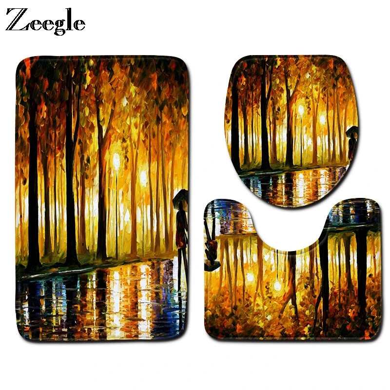 Zeegle 3 шт. коврик для ванной комплект Нескользящие Ванная комната унитаза крышка