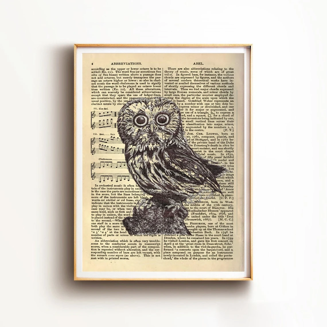 Draw Owl Bird Moon Nature Planet Earth Sun Mystery Dictionary Design Minimal Minimalist Graphic Book Art Poster Print