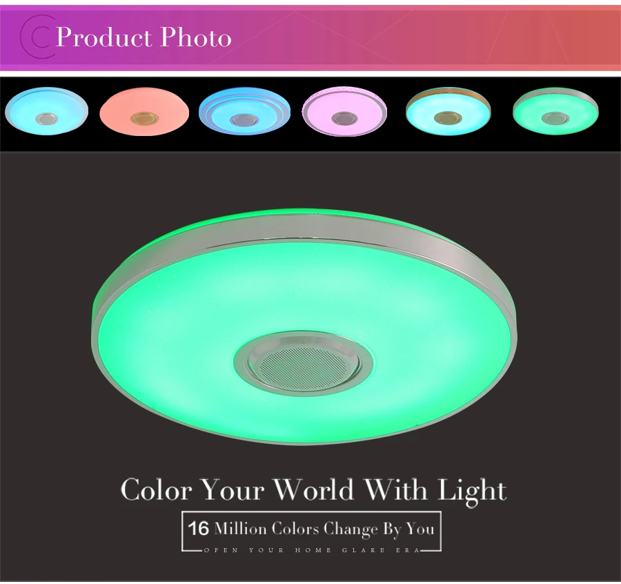 Bluetooth потолочный светильник RGB музыкальный потолочный светильник с Bluetooth Круглой Формы Светильник ing для домашнего прослушивания музыки светильник luminarias