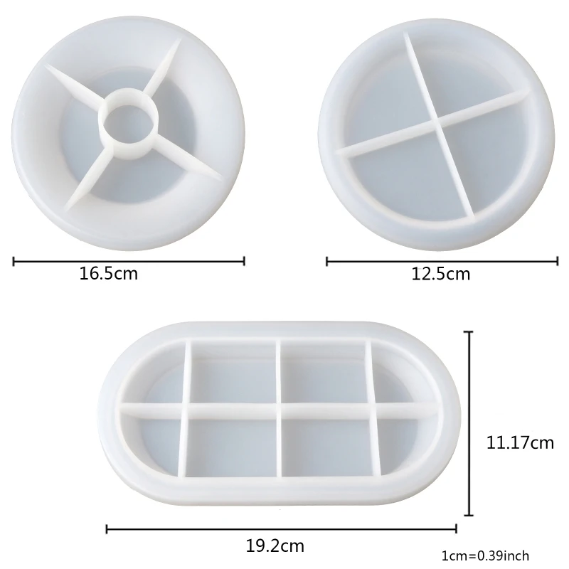 

3 Pcs DIY Dish Tray Plate Casting Silicone Mould Set Crafts Jewelry Ring Container Making Tools Crystal Epoxy Resin Mold