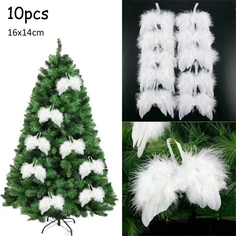 

Angel Feathers Wings Ornament Pack Of 5 Mini Angel Wings Ornament White Wing Christmas Tree Decor For Christmas Holiday Party