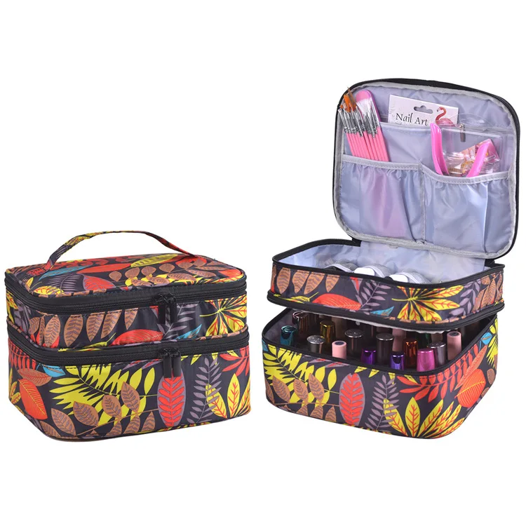 

30 Bottles Essential Oil Carry Bag Portable Travel Double-layer Nail Polish Box Cosmetic Storage Perfume Lipstick Organizer