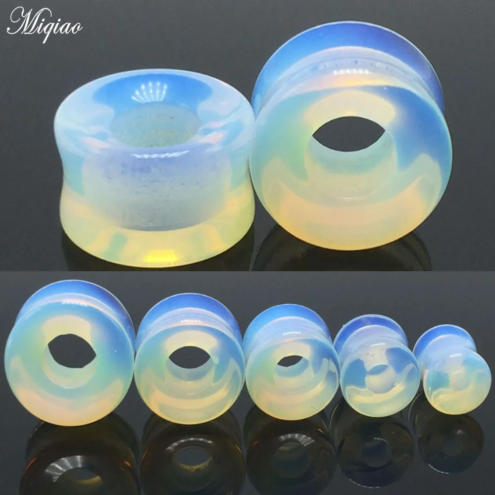 

Miqiao 2PCS Hot New Hollow Stone Ear Expander Opal Profile Stick Piercing Jewelry 8mm-16mmEAR TUNNEL
