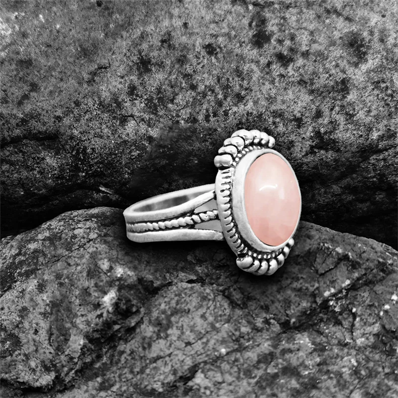 Round Quartz Rings For Women Irregular Natural Stone Tail Tiger Eye Lpais Antique Silver Plated Fashion Ring | Украшения и