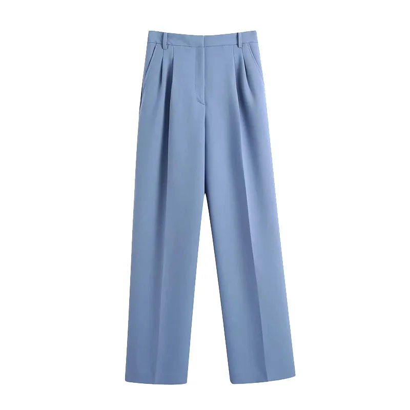 

Neehoya Women Chic Fashion Side Pockets Darted Pants Vintage High Waist Zipper Fly Female Trousers Mujer