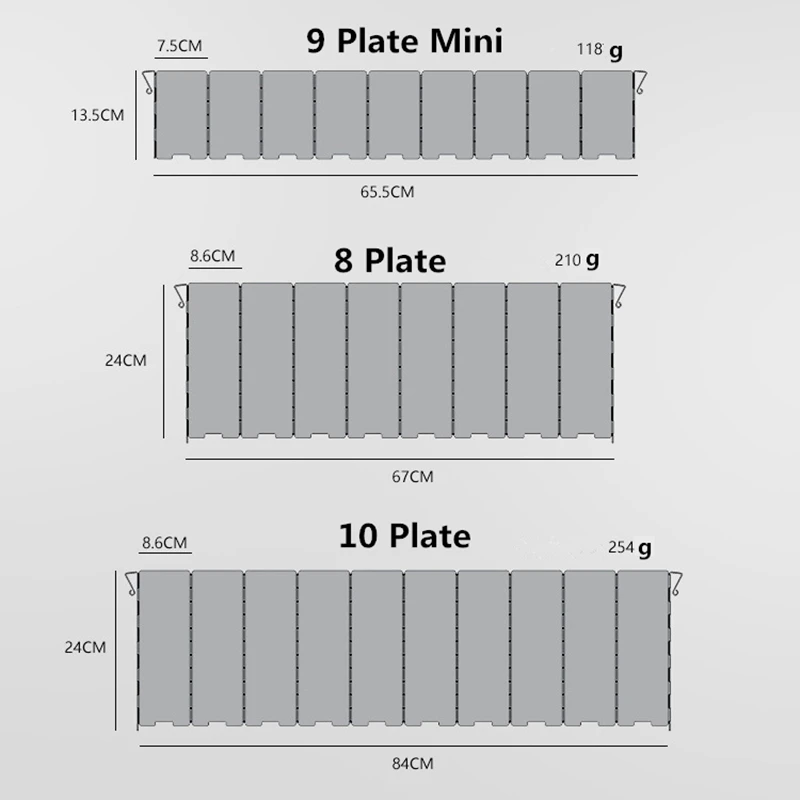 Ветрозащитное стекло для плиты 9 пластин складное алюминиевое ветрозащитное