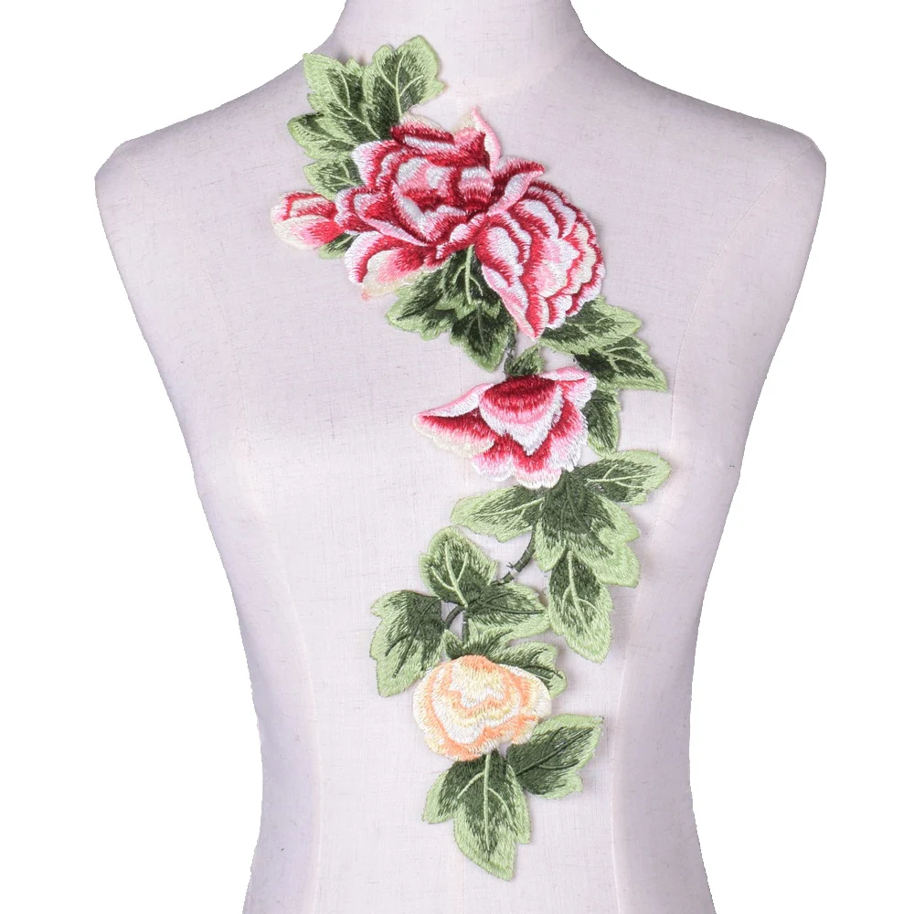 Вышитая Цветочная кружевная ткань оранжевый кружевной воротник на шею Швейные