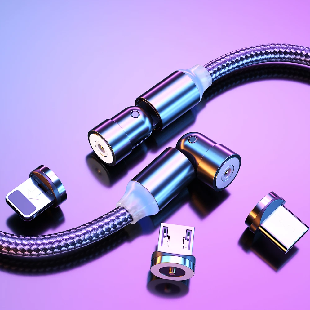 ALXUM-Cable USB magnético 540 giratorio tipo C, carga rápida para Samsung S10,...