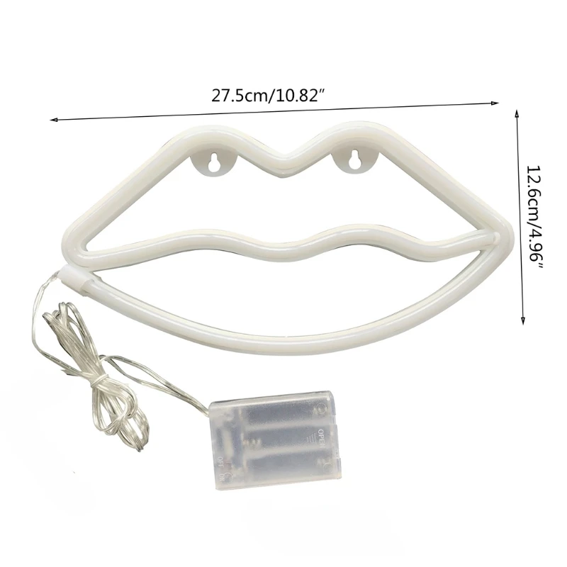 Неоновый светильник в форме губ декоративный настенный для детской