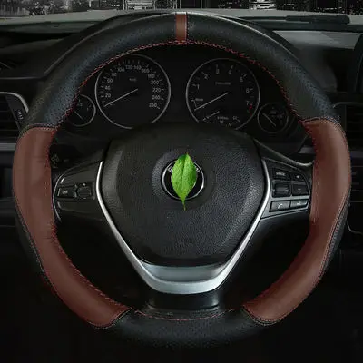 

Newest hand sewing fiber leather car covers with needles steering wheel cover