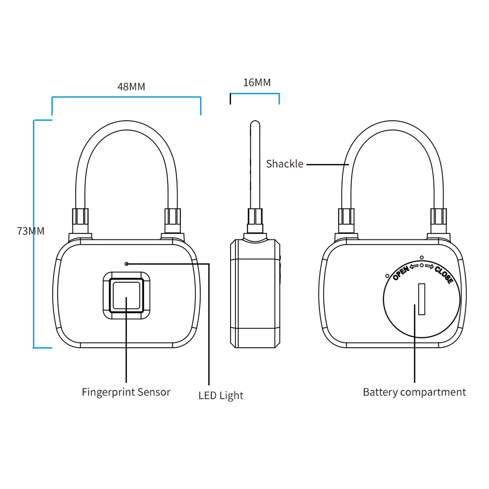 

Fingerprint Door Lock Cell Operated Anti-theft Cabinet Cupboard CR2032 Button Smart Padlock for Anytek L13 Door Bag Supply New