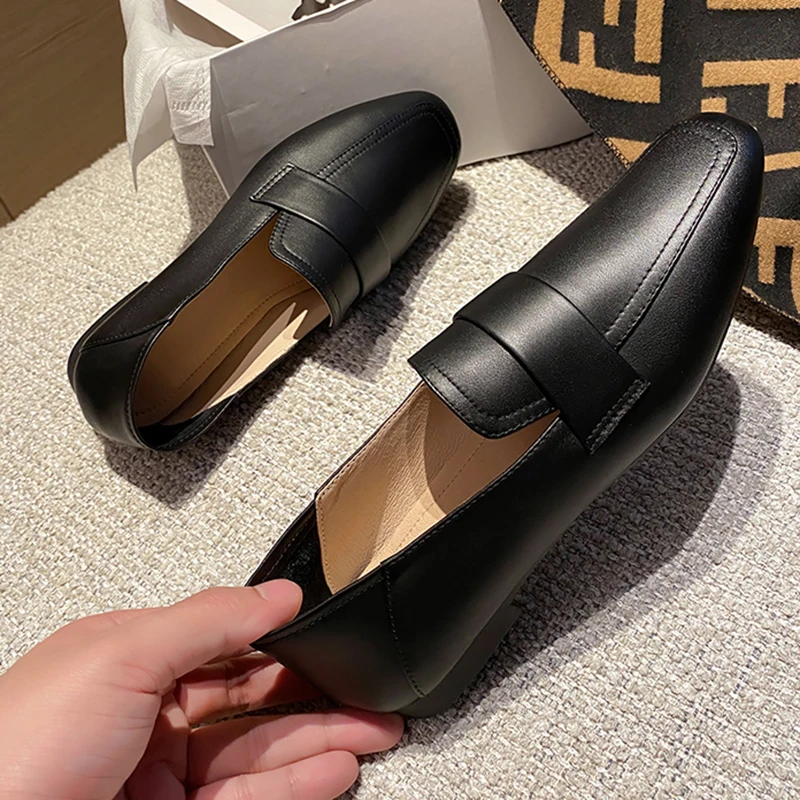 

Лоферы Meotina женские с квадратным носком, без застежки, натуральный туфли на плоской подошве из натуральной кожи, повседневная обувь на плоск...