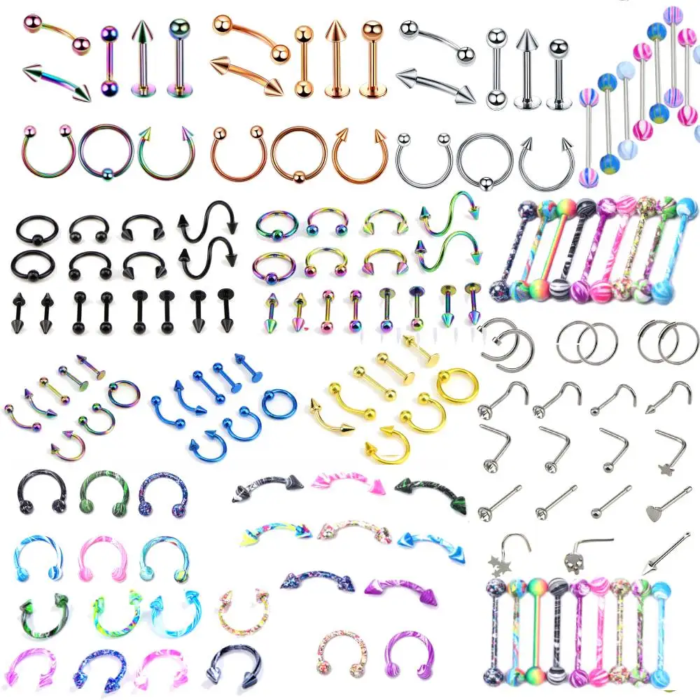 Мульти стилей из нержавеющей стали бровей Бар губы нос Pircing ухо шпильки стекла и