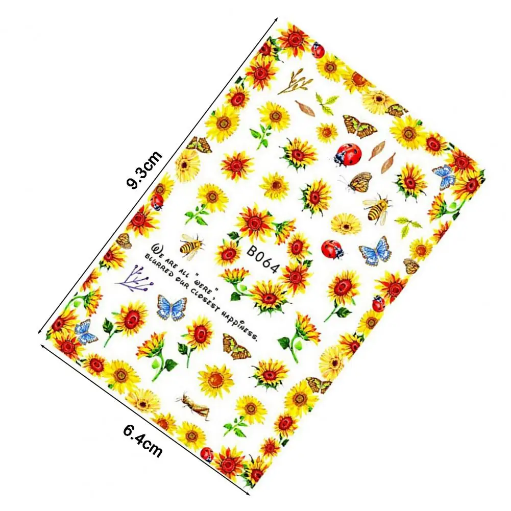 

12Pcs/Set Stickers for Nails Brilliant Sunflower Nail Sticker Butterfly Decals Summer Nail Art Decorations Manicure Accessories