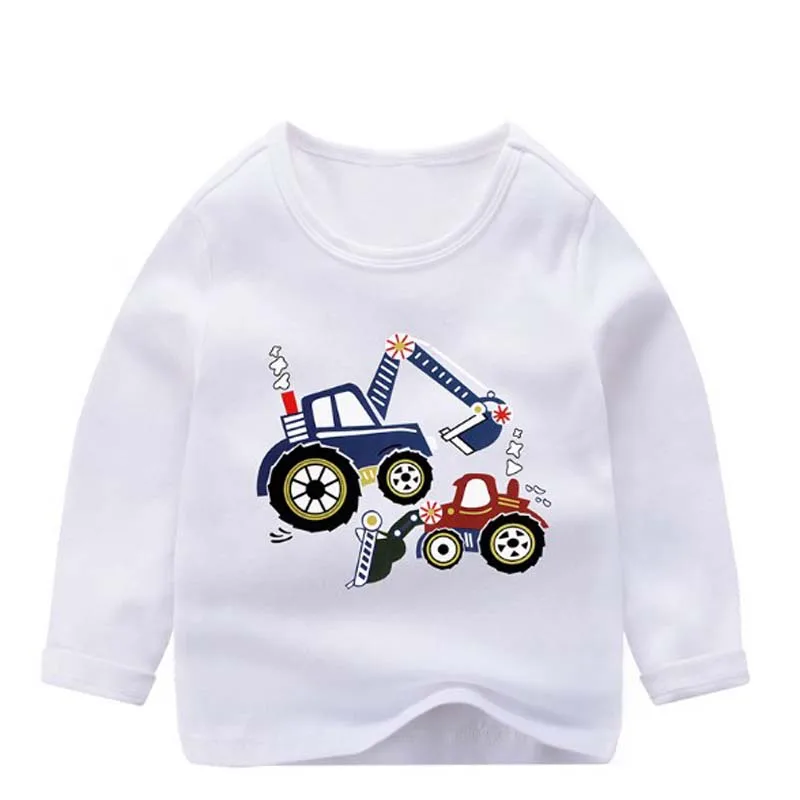 1-10 Years Old T-shirt Kid Boys Cotton Long Sleeve T Shirt Children Baby Girl Cartoon Printed Candy Color Tops Children Clothes