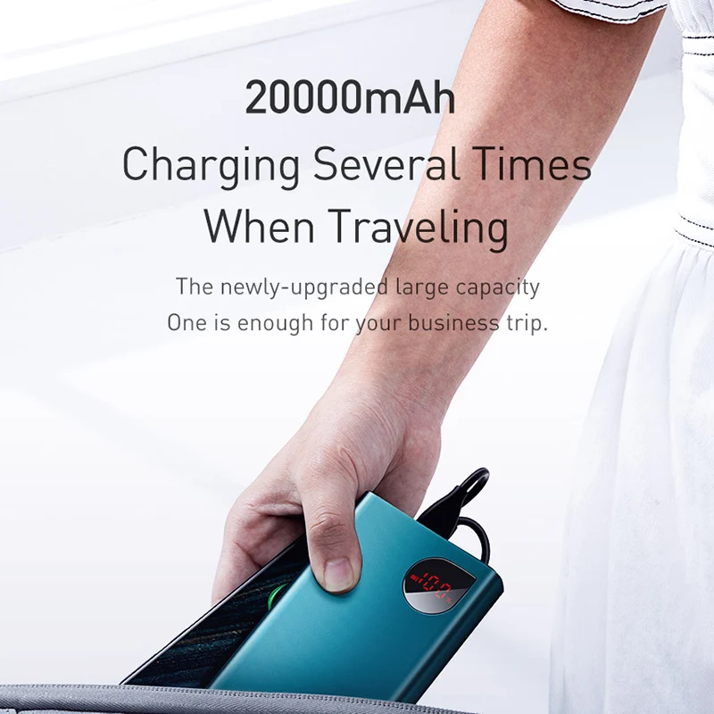 

Baseus 20000mAh Power Bank USB C PD Fast Charging Quick Charge 3.0 5A SCP Powerbank For iPhone Portable External Battery Charger