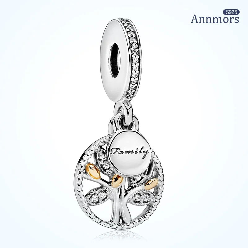 

SSilver Plating Family Tree of Life Pendant Silver Zircon Pendant Charm Jewelry Fits Pandora Original Bracelet Charms Beads