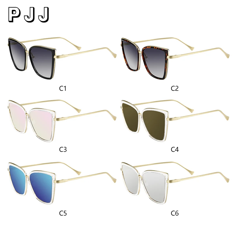

2021 New Brand Designer Cateye Sunglasses Women Vintage Metal Glasses For Women Mirror Retro Lunette De Soleil Femme UV400