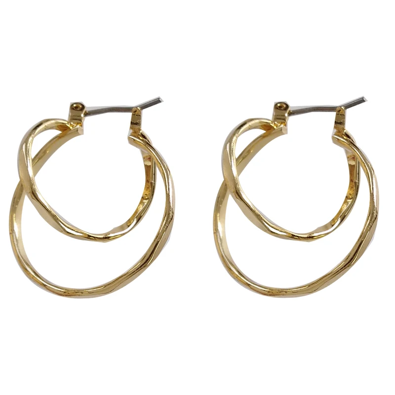 

Mihan Fashion Jewelry Metal Earrings Popular Style Golden Plating Double Layer Geometric Drop Earrings For Girl Party Gift