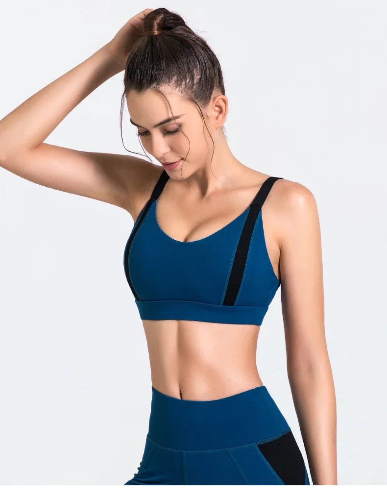 

Sports Yoga Bra Crop Top Woman Femme Sport Push Up Fitness Bra Workout Elasticity Breathable Splice Tops Quick-dry