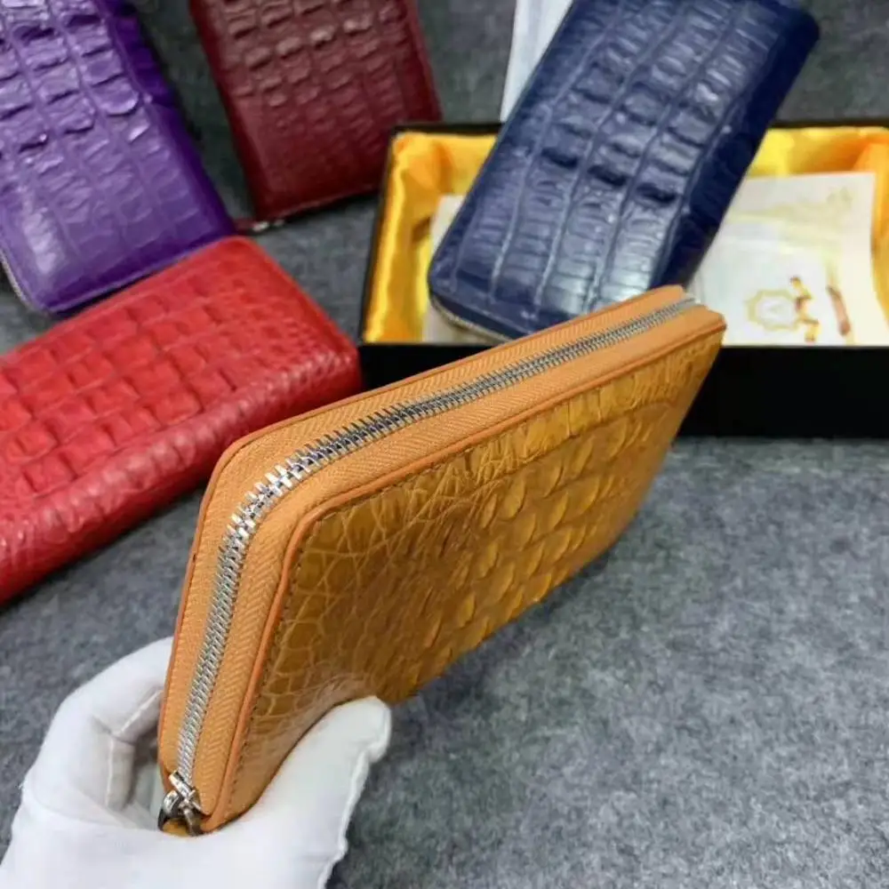 Женский кошелек из натуральной крокодиловой кожи длинный чехол на молнии 2019