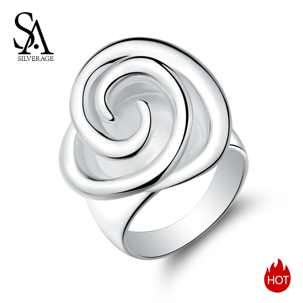 SA SILVERAGE, 925 пробы, Серебряная роза, обручальные кольца для женщин, хорошее ювелирное изделие, 925 серебряные кольца с большим цветком, кольца Anel Anillos