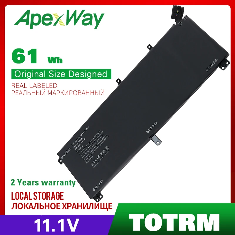 Аккумулятор Apexway TOTRM T0TRM для ноутбука Dell XPS 15 9530 Precision M3800 H76MV 7D1WJ 61Wh 11 1 V Bateria |