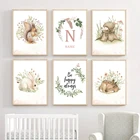 Fox Deer кролик, белка Hedgehog детская настенная Картина на холсте скандинавские плакаты и принты настенные картины декор детской комнаты