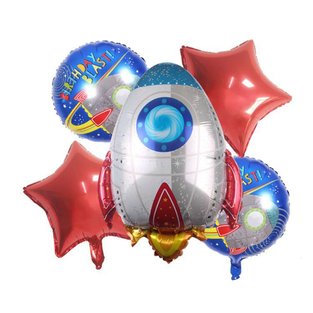 

Blue Planet Rocket Space Aircraft Party Theme Aluminum Foil Balloons Star Globos for Baby Shower Birthday Party Decorations