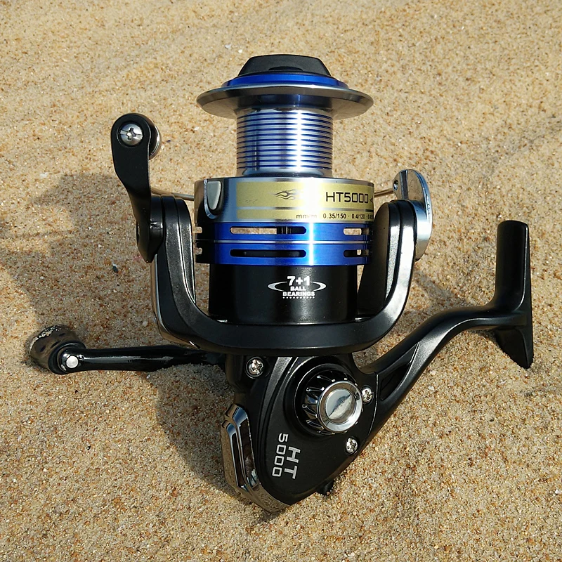 Спиннинговая Рыболовная катушка HT3000 металлическая синего цвета BB 7 + 1