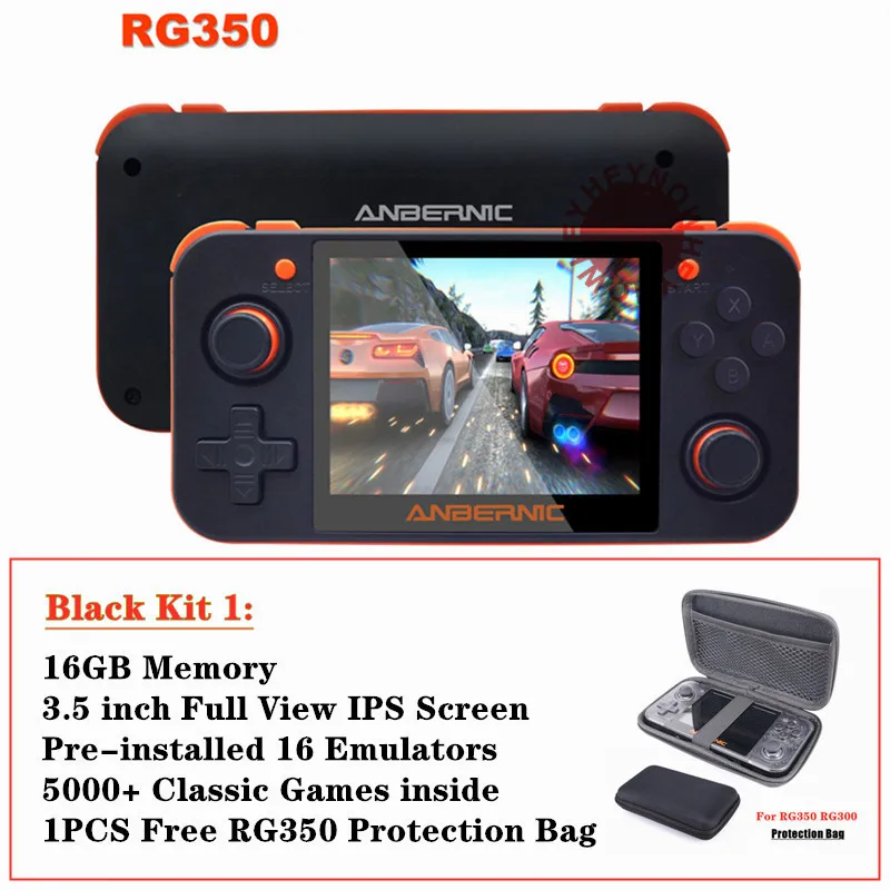 Black 32GB HEYNOW RG350 Linux система Ретро игровая консоль 3,5 дюймов ips экран RG 350 портативный игровой плеер 32G/64G карта 10000+ игровой 16 эмулятор - Цвет: Black 32GB