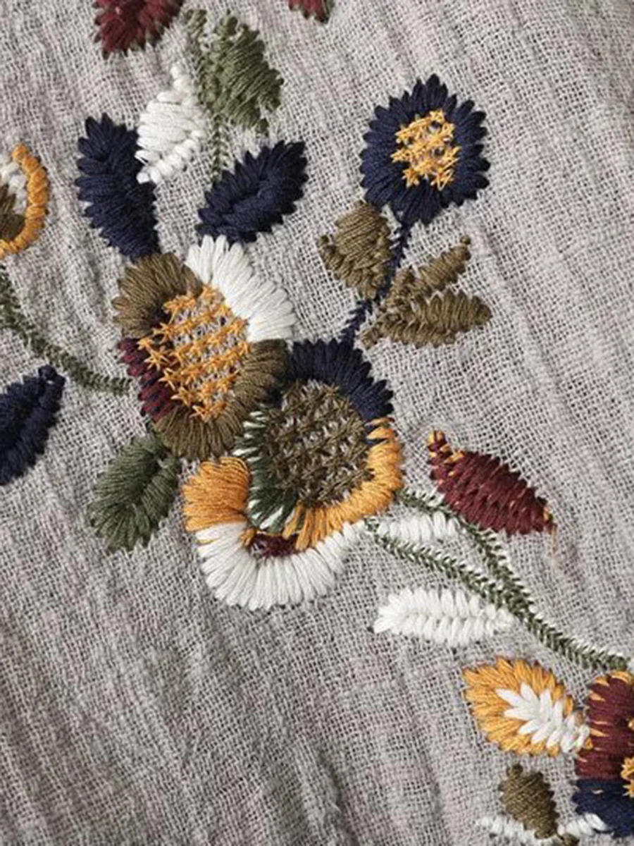 

Japan Korea Floral Blouse O-neck Print Long Flare Sleeve Pullover White 2021 Summer Embroidery Fashion Slim Blouse